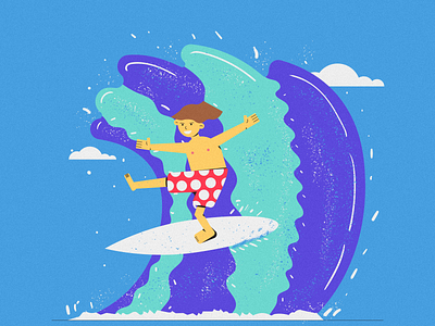 Inktober 4: Waves character character design design illustration illustrator inktober inktober2019 photoshop surfer vector wave