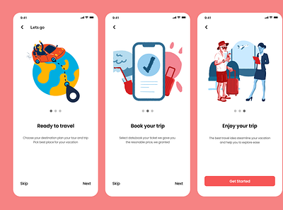 Travel Onboarding Screen colors dashboad design illustration minimal typography uiux web