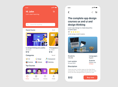 Online course ui design colors design minimal typography uiux web