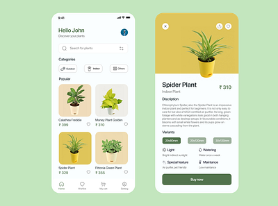 Homeplant UI Design colors design minimal mobie plants typography uiux