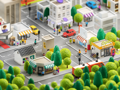 3d city 3d character city icon illustration iso isometric map shop store street town