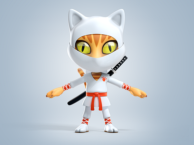 Ninja Cat 3d cat character game illustration mascot ninja super hero