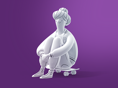 They see me rollin' WIP 3d character fitness girl hero illustration render school skateboard sport student woman