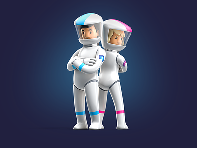 Dream team 3d 3d illustration astronaut character hero illustration mascot space team
