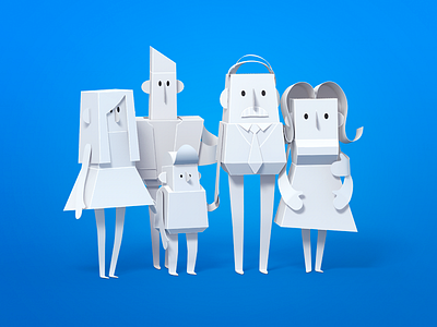 Family portrait 3d c4d character character design family hero paper render teenager