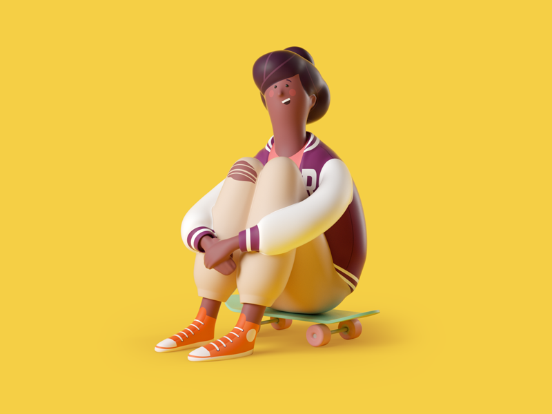They seen me rollin' octane sport student skater hero character render illustration 3d