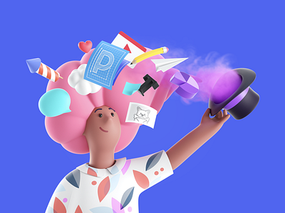 It all starts with an idea 3d branding c4d character cinema4d design hero idea illustration magic mascot octane octanerender pitch render website women