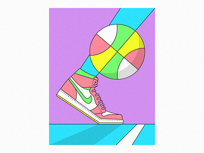 AJ1's 2d art basketball color design flat illustration line minimal vector