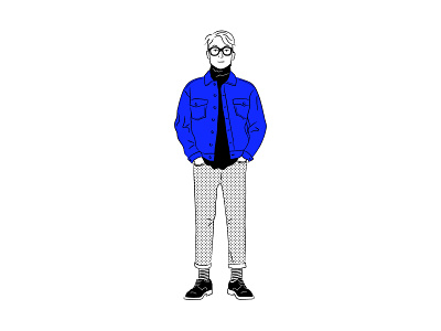 Cool kid #1 art blue character color design fashion flat illustration line man minimal monochrome pop culture portrait vector