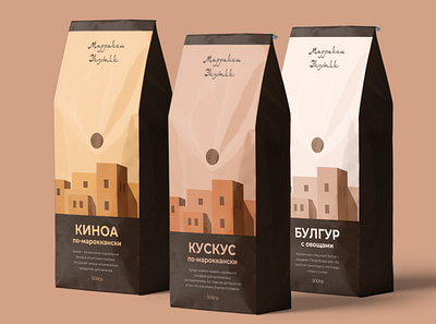 Packaging of cereals for the company Marrakech Exotic 3d brand branding design illustration logo mockup pack packaging typography ui ux vector упаковка