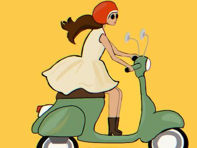 Vespa character design illustration procreate solo travel vespa