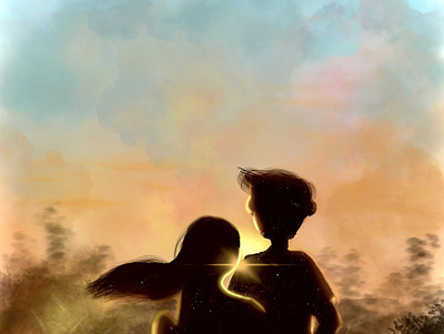 Sunset couple design illustration procreate sunset