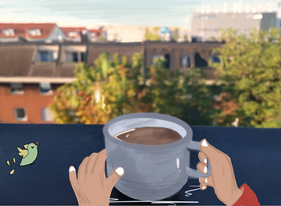 Mornings design germany illustration morning procreate tea terrace