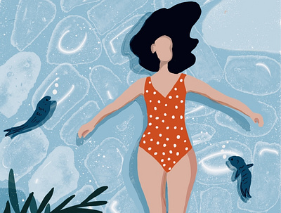 Swimming design illustration procreate swimming