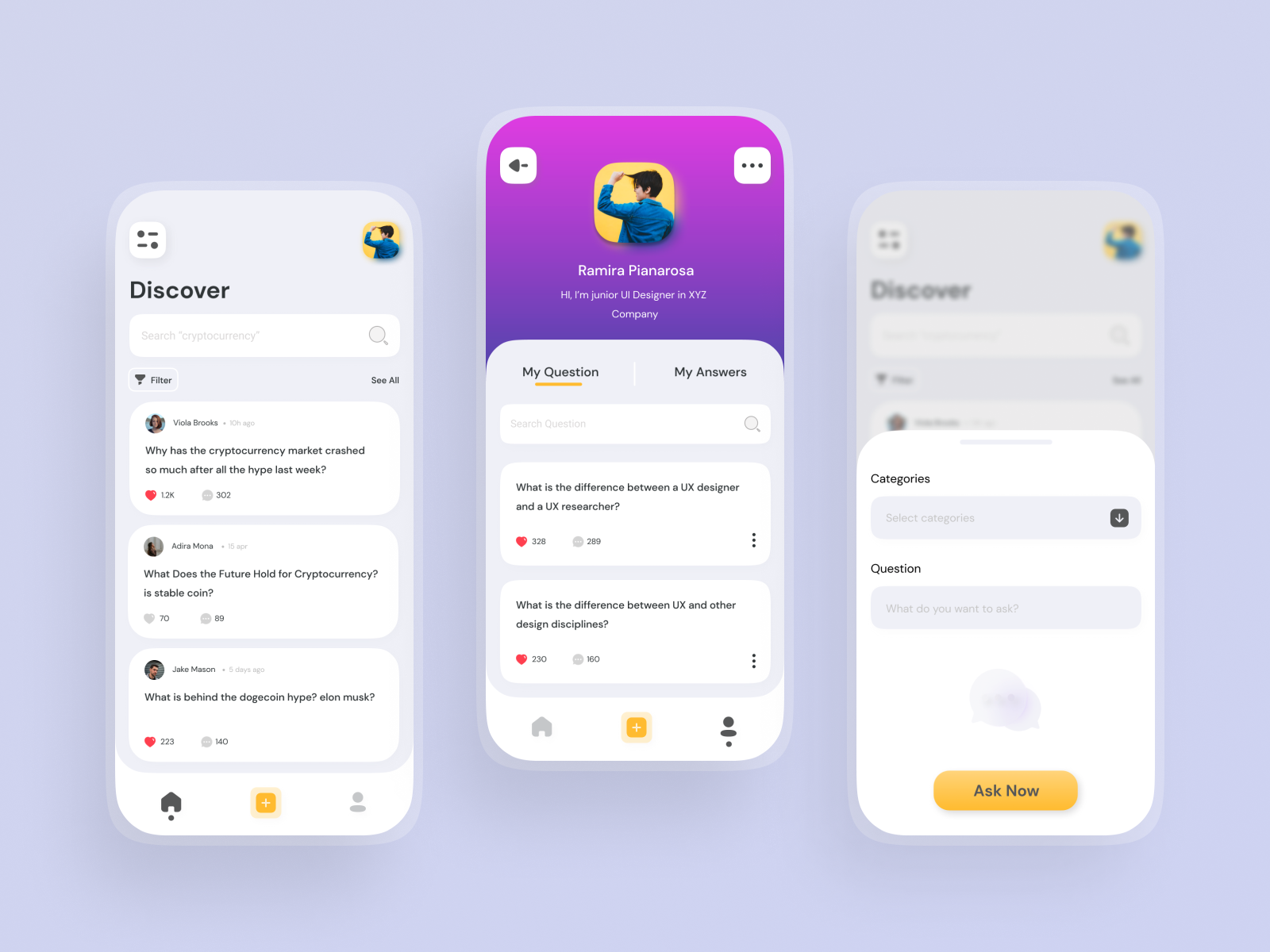 Question and Answer App - QnA ui exploration by Adhitya Putra on Dribbble