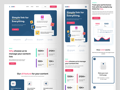 Linkit - Link Manager Responsive Landing Page clean design landing page link link management link manager responsive design ui web responsive