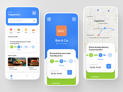 Drone Delivery Service App app clean delivery delivery app delivery food delivery services design drone maps mobile mobile app order order food services ui