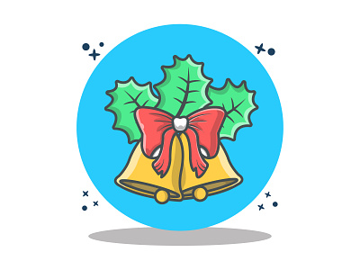 Christmas Bells Gold with bow app design flat graphic design icon illustration illustrator vector web website