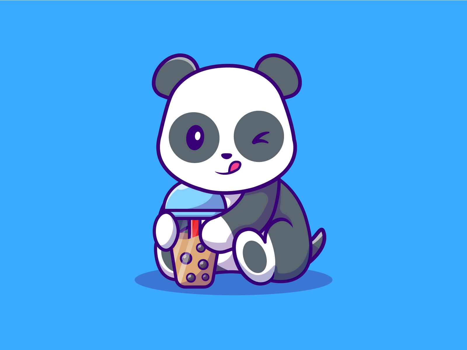 Cute Panda Drink Milk Tea Boba Illustration Icon Cartoon by Ardz Digital  Rise on Dribbble