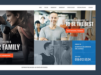 Concept for Gym Website blue box fitness gym typography