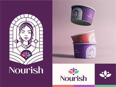 Nourish | Logo Design ayurveda brand branding cafe character characterlogo coffee design face girl graphic design healthy illustration logo logodesign nourish