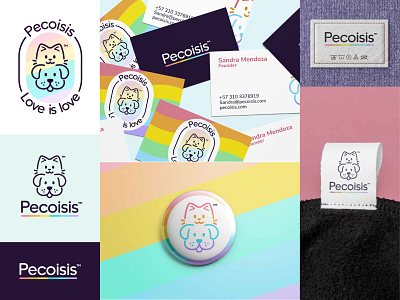 Pecoisis Cute Logo Design brand branding cat cute cute logo design dog illustration line logo logodesign mascot minimal pet pets vector
