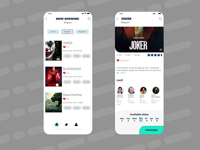 Movie Ticket App concept app design movie app movie ticket ui