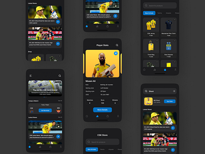 CSK Fan App UI Design app interface design ui uidesign uiux uiuxdesign user experience user interface design ux uxdesign