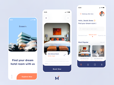 Erano's - Hotel Room Booking App. app branding design ui uiuxdesign ux