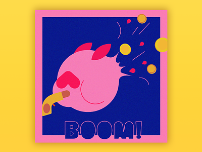 Boom~Boom~Boom~money piggy 2019 coins design gun illustration money