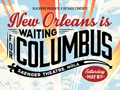 New Orleans is Waiting For Columbus branding lettering live music logo new orleans typography waiting for columbus