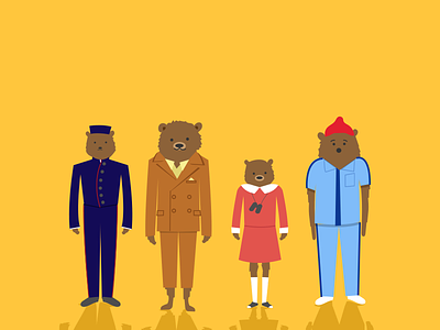 Your Own Wes Anderson Film a life aquatic bears characters costumes fantastic mr fox illustration lobby boy moonrise kingdom personification the grand budapest hotel vector wes anderson