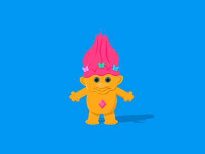 Troll 90s bright colors detail illustration nostalgia solid background toy troll vector