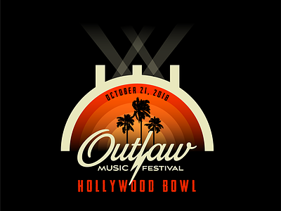 Outlaw Music Festival at the Hollywood Bowl graphic design hollywood hollywood bowl illustration los angeles music outlaw outlaw music festival palm trees vector