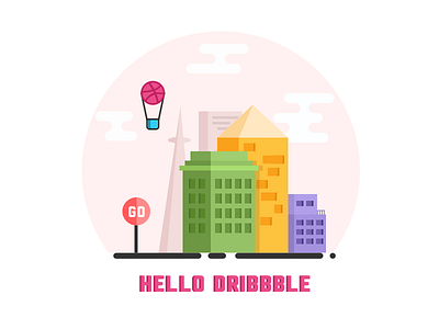 Hello Dribbble art debut illustration invitation sketchapp