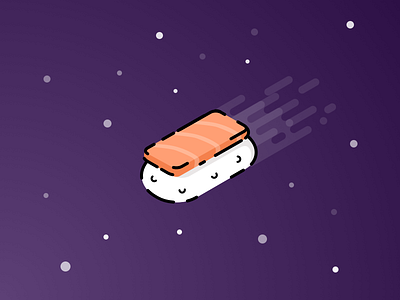 Flying Sushi concept icon illustration isometric japanese sketch space sushi ui ux