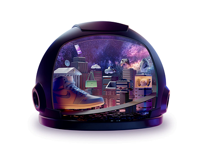 SPACE Metaverse - Spaceman's Helmet 3d animation app brand design branding cgi design fun illustration loop meta metaverse motion graphics online retro sci fi space vr