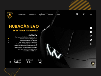 Lamborghini Huracán Evo app design design app designer designweb icon ui uidaily uidesign ux web webdesign website websites