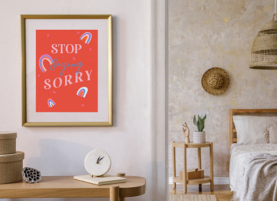 Stop Saying Sorry app art branding design feminist illustrator logo minimal quote art vector