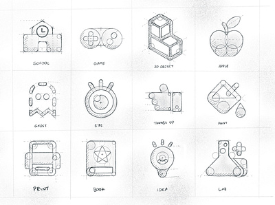 Education Web Icons - Cute and Friendly! apple book branding collection concept cute design education eye game graphic design group icon icon set idea illustration lab school sketch sketchbook
