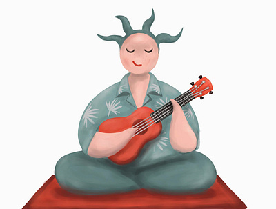 Ukulele player character illustration music musician summer ukulele