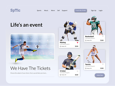 Sports Ticket Landing Page UI Design