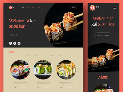 Koi Sushi Bar | Website Design adobe illustrator adobe photoshop adobe xd art bar colors design digital fish illustration koi sushi
