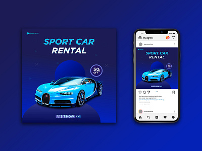 Social Media Sport Car Ad branding design graphic design icon illustration illustrator logo minimal type vector