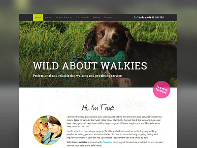 'Wild About Walkies' Website bootstrap graphic design ui web design