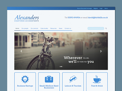 Alexanders Chartered Accountants – Homepage bootstrap graphic design ui web design