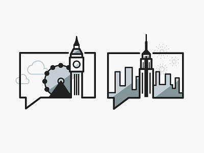 London and New York Icons city icons illustration london new york skyline vector