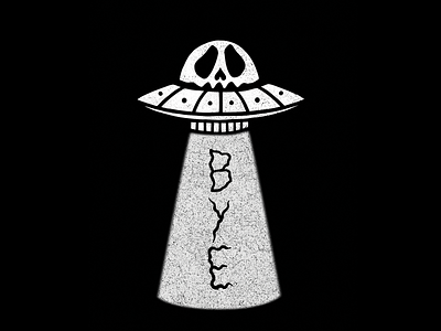 DEATH UFO bye design flying saucer illustration logo merch design minimal skull tattoo texture ufo