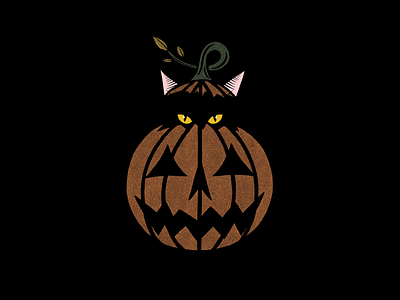 PUMPKIN THE CAT blackcat design halftone halloween illustration jack o lantern logo merch design minimal pumpkin tattoo texture