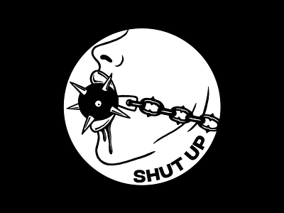 SHUT UP DRIBBLE bdsm chain design face fetish illustration logo merch design minimal